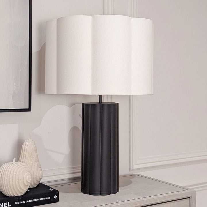 Clearance - Tala Black & Cream Scalloped Table Lamp Lighting 