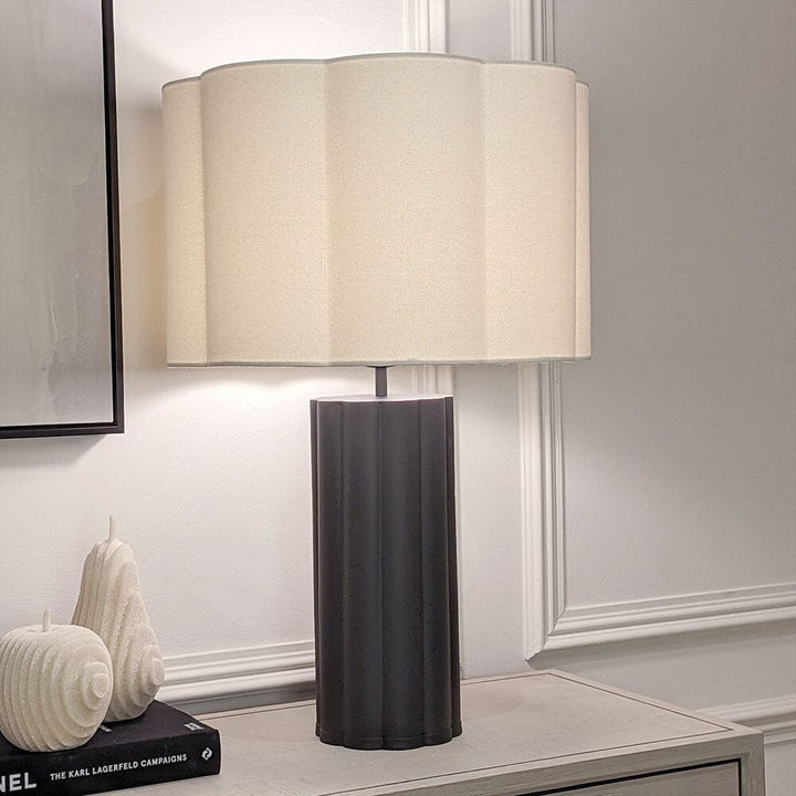 Clearance - Tala Black & Cream Scalloped Table Lamp Lighting 