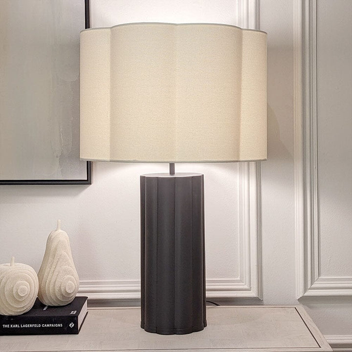 Clearance - Tala Black & Cream Scalloped Table Lamp Lighting 