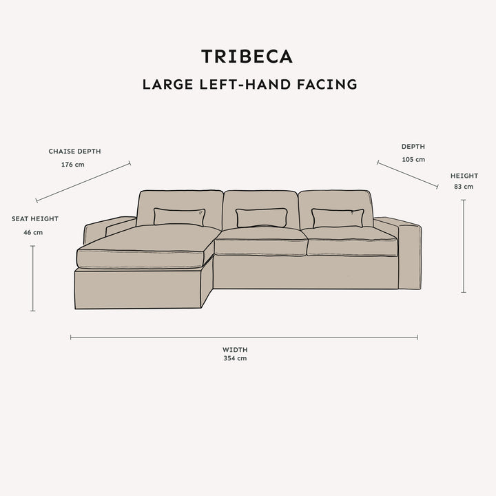 Clearance - Tribeca Ash Greige Large Chaise End Sofa - Left Hand Facing MTO Sofa 