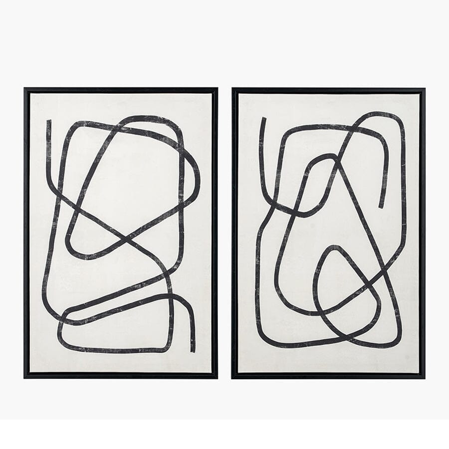 Clearence Robyn Black Squiggle Framed Canvas Wall Art - Set of 2 Accessories 