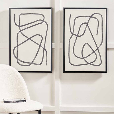 Clearence Robyn Black Squiggle Framed Canvas Wall Art - Set of 2 Accessories 