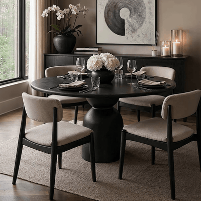 Cleaver Black Wooden Round Dining Table Furniture 