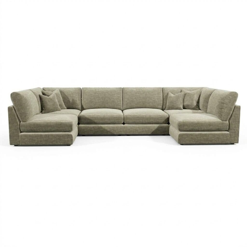 Cleo Luxe Chenille Oyster Sofa Range Sofa U Shape Open End 
