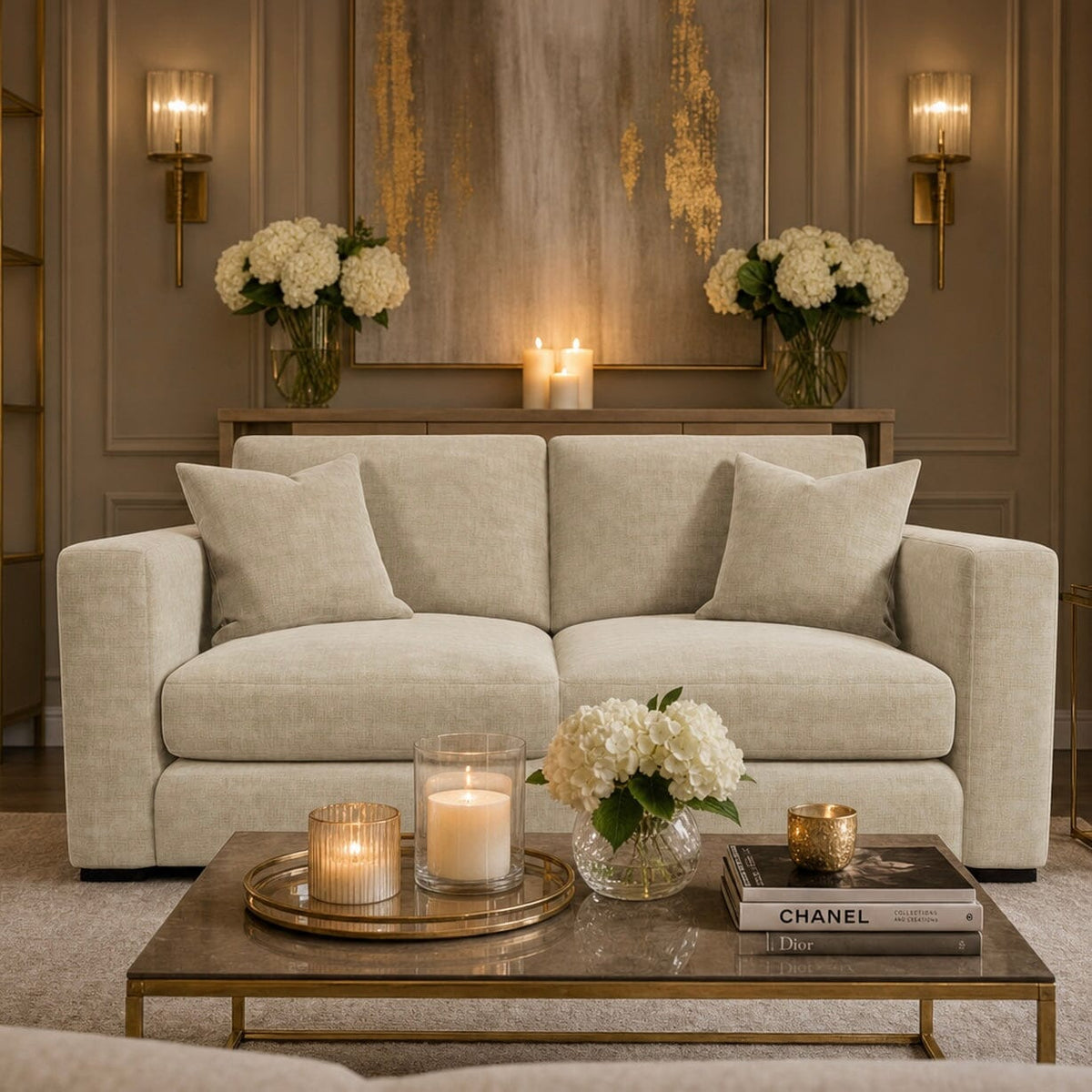 Cleo Luxe Chenille Pearl Sofa Range Sofa 2 Seater Sofa 