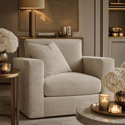 Cleo Luxe Chenille Pearl Sofa Range Sofa Chair 