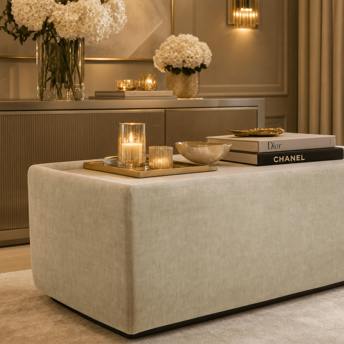 Cleo Luxe Chenille Pearl Sofa Range Sofa Coffee Console Table 