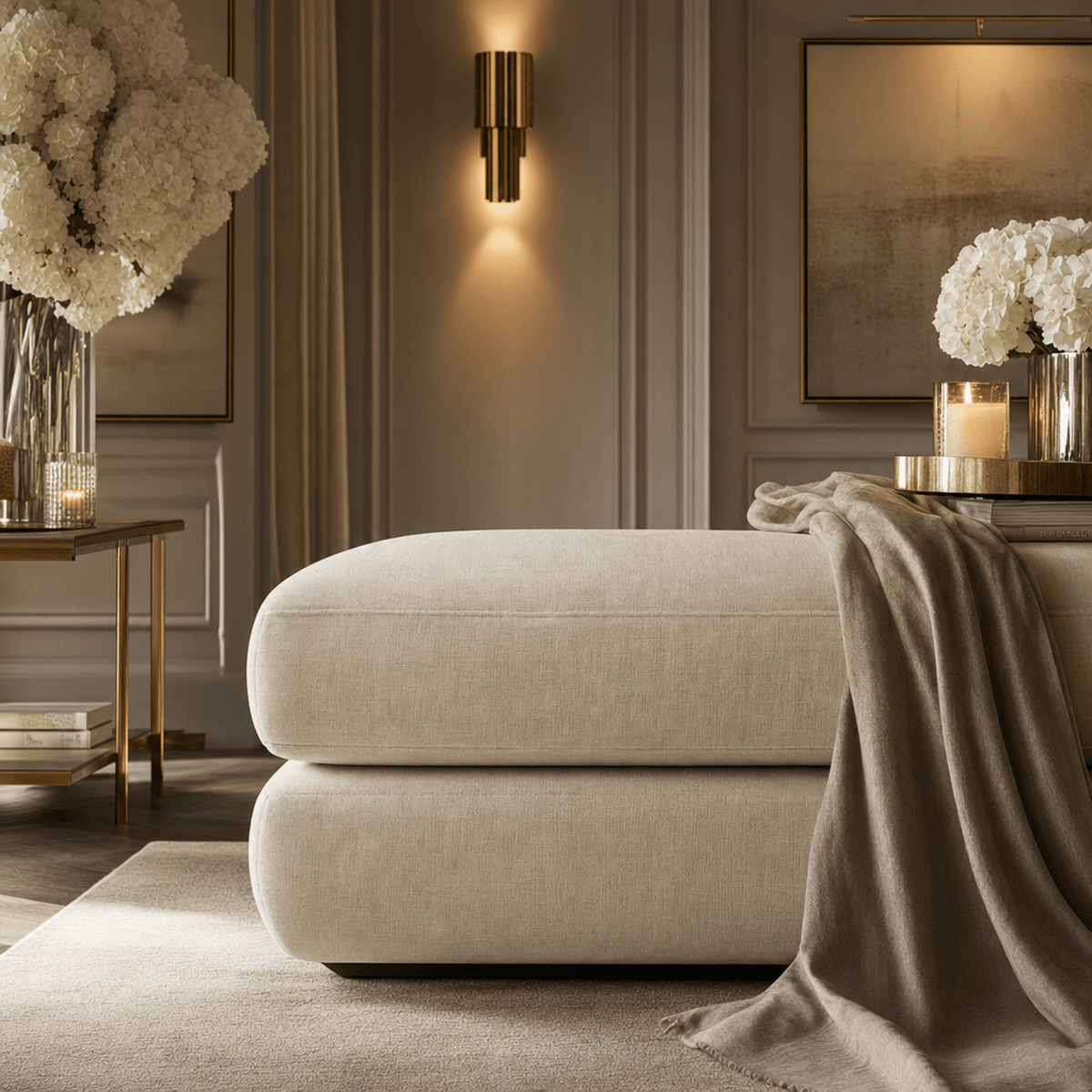 Cleo Luxe Chenille Pearl Sofa Range Sofa Footstool 