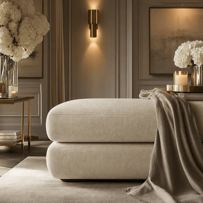 Cleo Luxe Chenille Pearl Sofa Range Sofa Footstool 