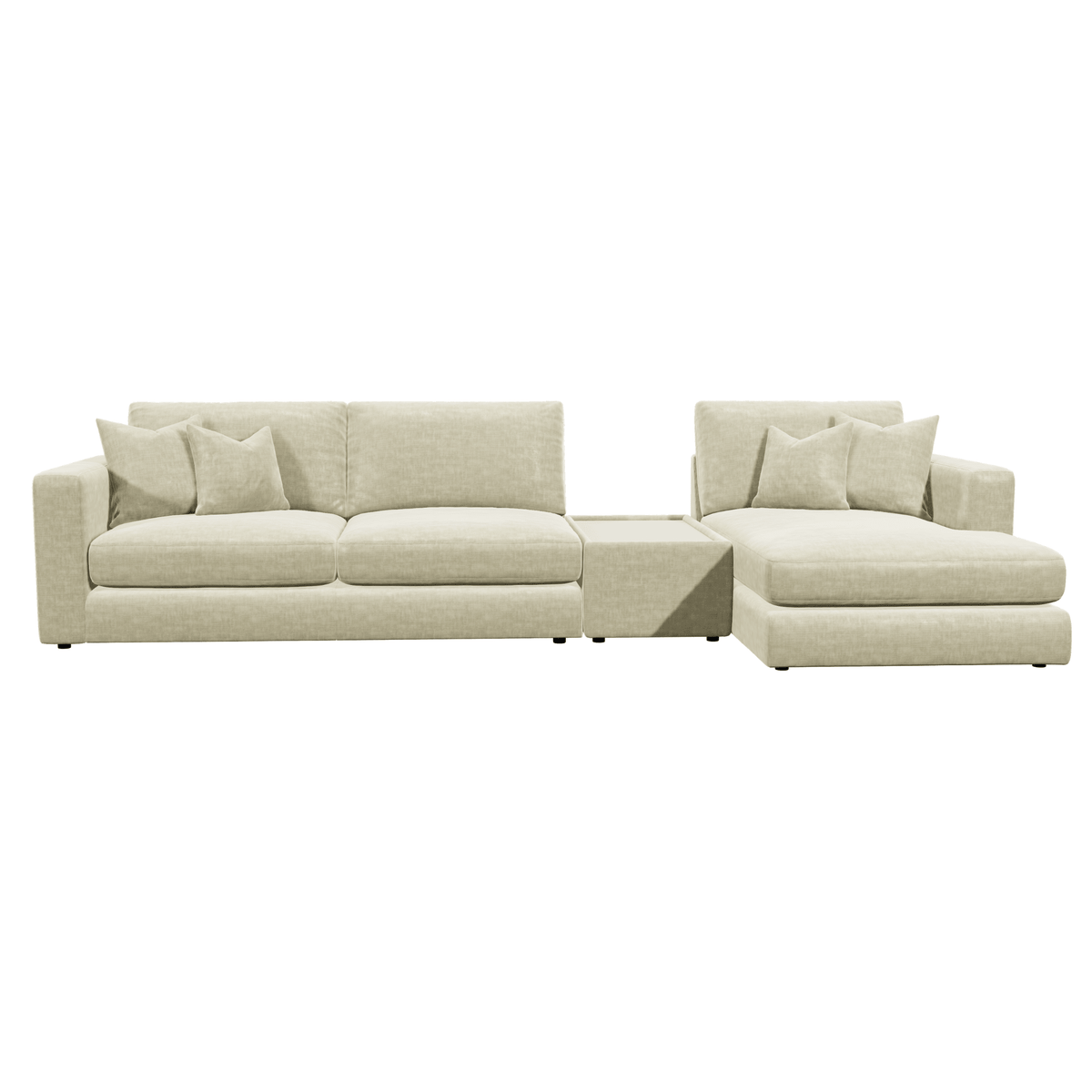 Cleo Luxe Chenille Pearl Sofa Range Sofa Small Chaise End Right Hand Facing, with Coffee Console 