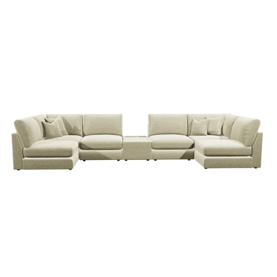Cleo Luxe Chenille Pearl Sofa Range Sofa U Shape Open End with Coffee Console 