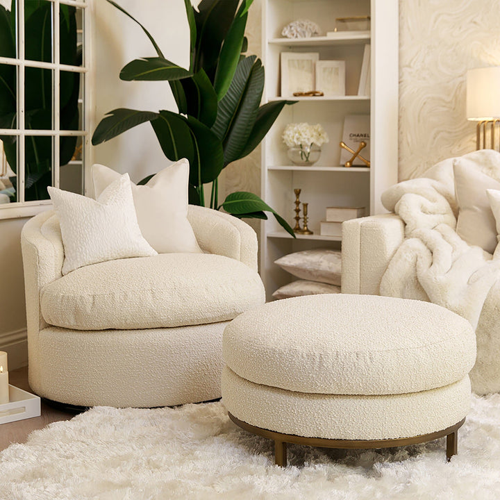 Coco Ivory Boucle Luxury Footstool MTO Sofa 