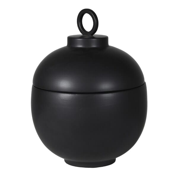 Colton Large Black Ceramic Lidded Decorative Jar Accessories 