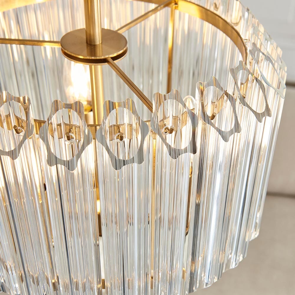Coltrane Gold and Glass 3 Light Pendant Ceiling Light Lighting 