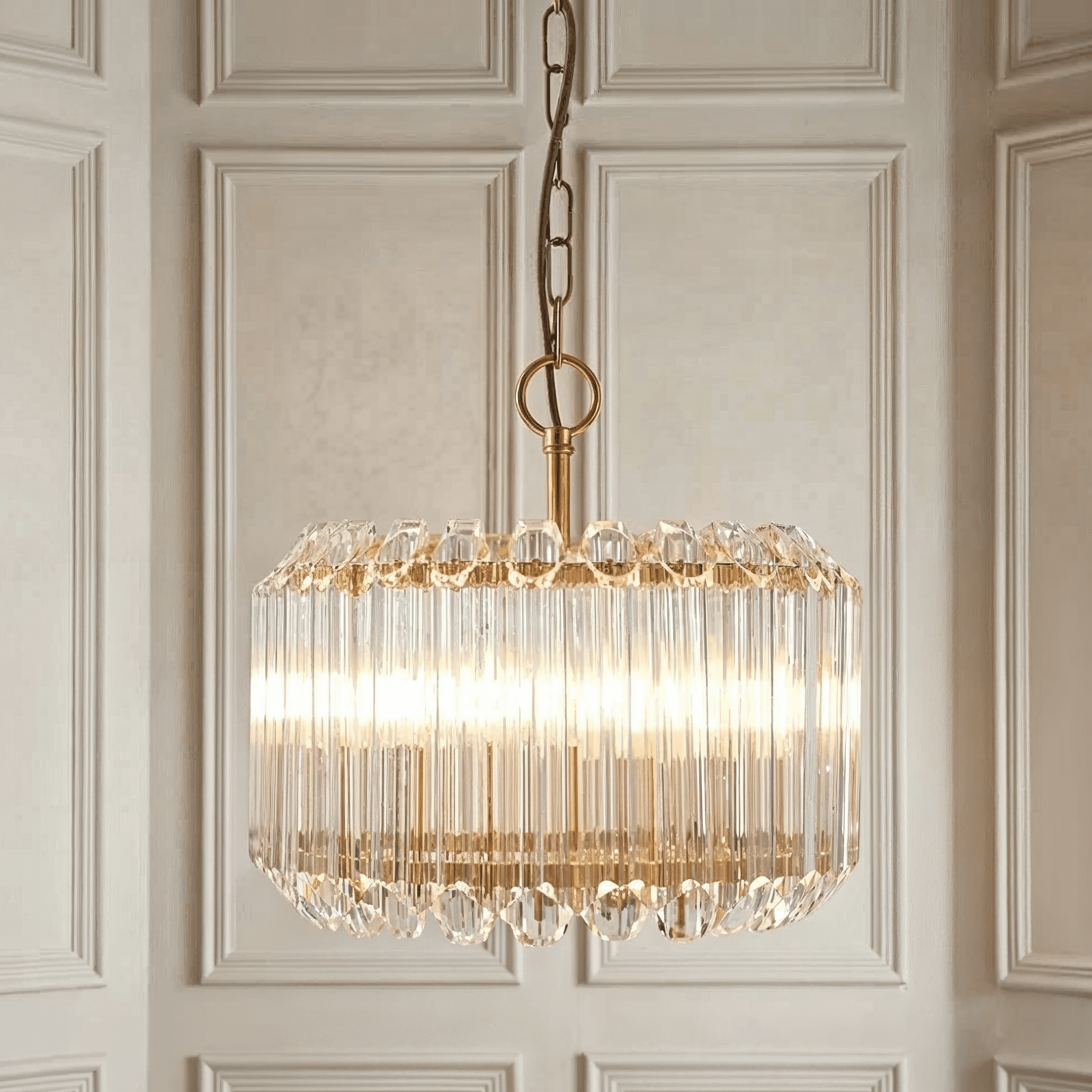 Coltrane Gold and Glass 3 Light Pendant Ceiling Light Lighting 