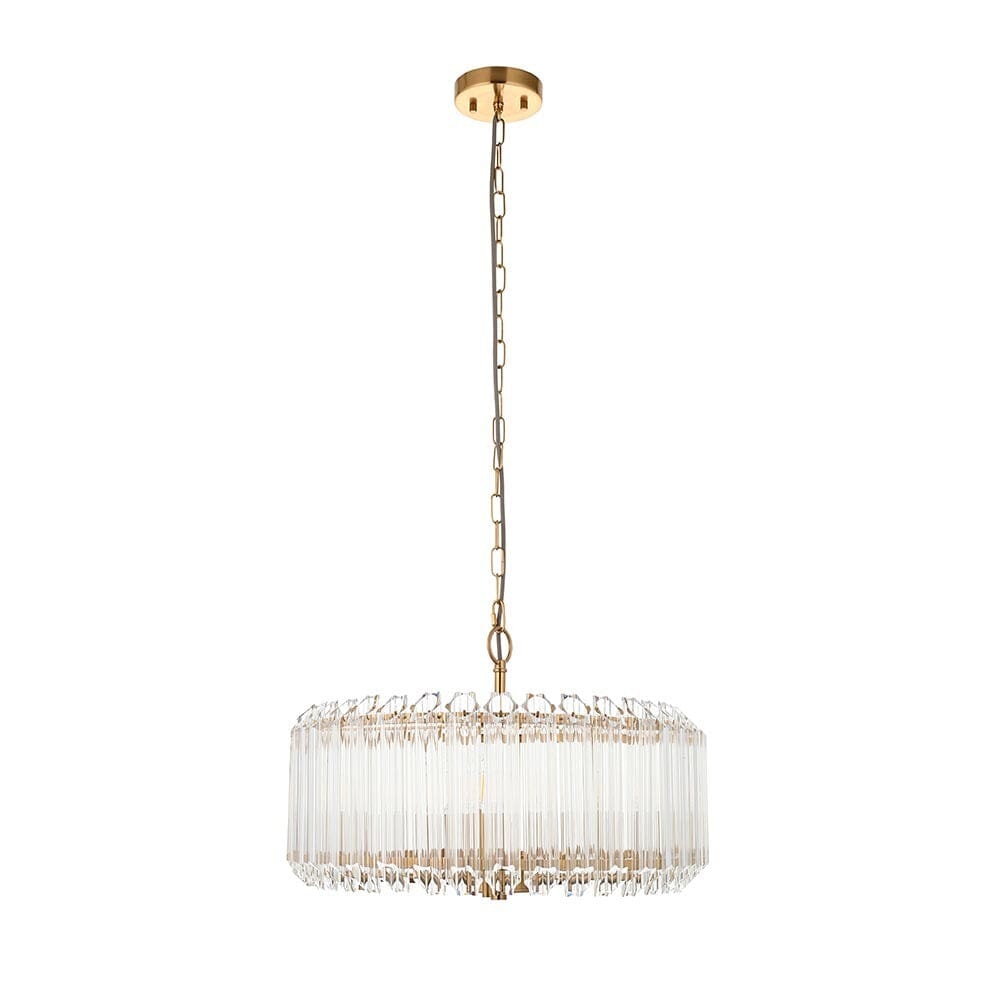 Coltrane Gold and Glass 5 Light Pendant Ceiling Light Lighting 