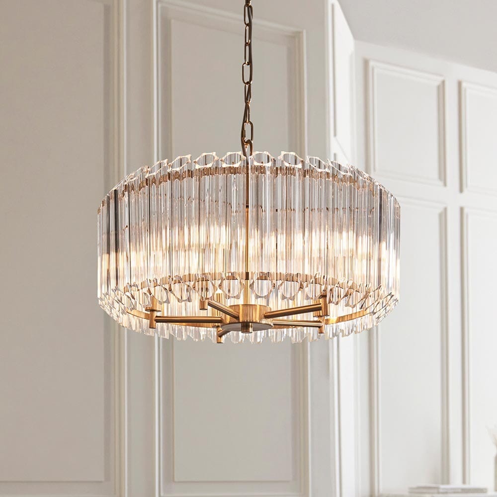 Coltrane Gold and Glass 5 Light Pendant Ceiling Light Lighting 