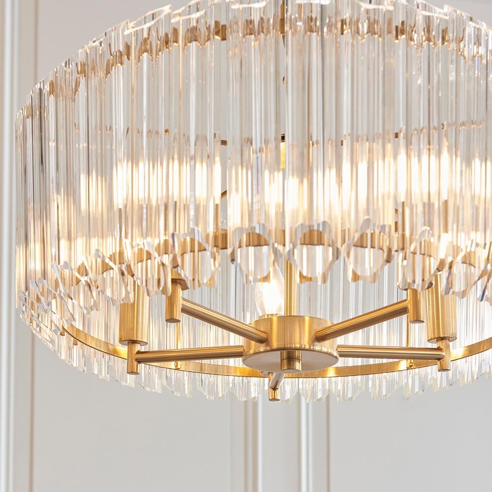 Coltrane Gold and Glass 5 Light Pendant Ceiling Light Lighting 