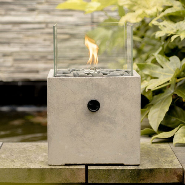 Concrete Effect Square Outdoor Fire Lantern Outdoor 