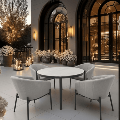 Coppola Putty Outdoor 4 Seater Round Dining Set Outdoor 