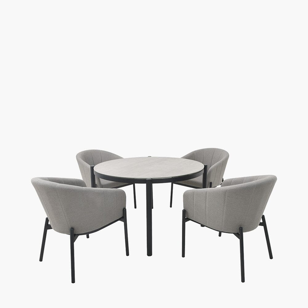 Coppola Putty Outdoor 4 Seater Round Dining Set Outdoor 