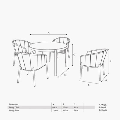Coppola Putty Outdoor 4 Seater Round Dining Set Outdoor 