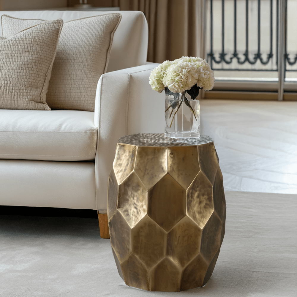 Cora Antique Gold Round Side Table – Rowen Homes