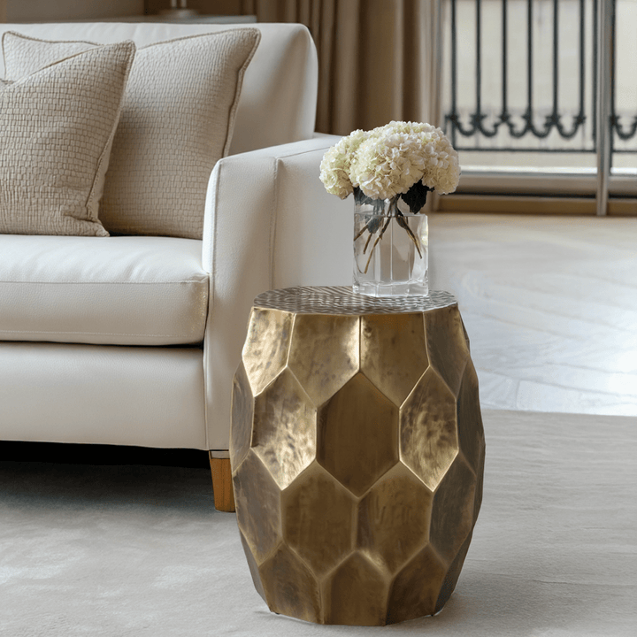 Cora Antique Gold Round Side Table Furniture 