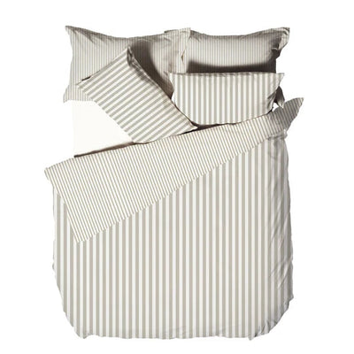 Coralia Neutral Striped 100% Cotton Duvet Set Textiles 
