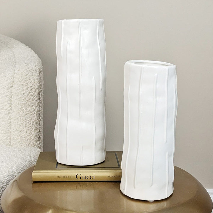 Corazi Petite White Textured Abstract Vase Accessories 