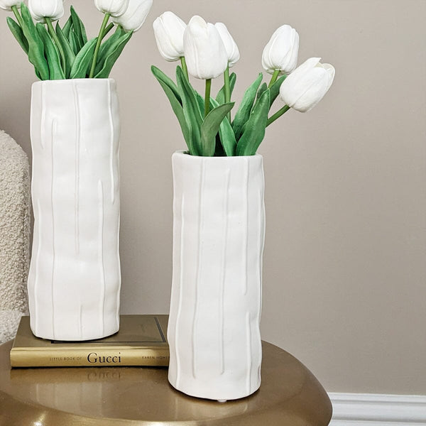 Corazi Petite White Textured Abstract Vase Accessories 