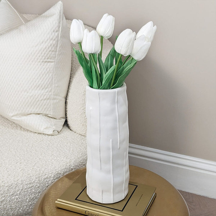 Corazi White Textured Abstract Vase Accessories 