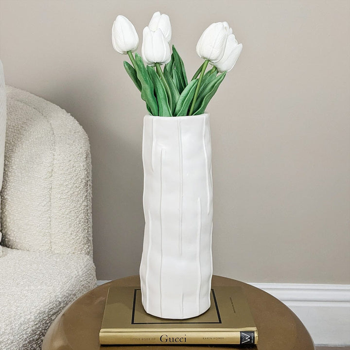 Corazi White Textured Abstract Vase Accessories 