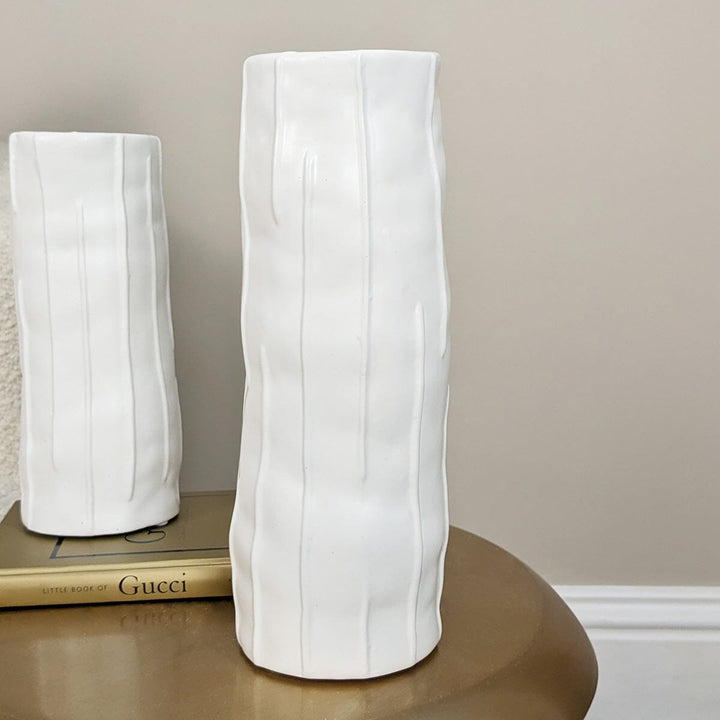 Corazi White Textured Abstract Vase Accessories 