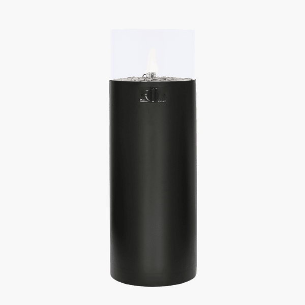 Corfu Black Outdoor Round Gas Pillar Lantern Furniture 