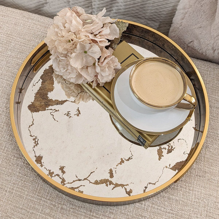 Corretto Bronze Marble Effect Mirrored Tray Accessories 