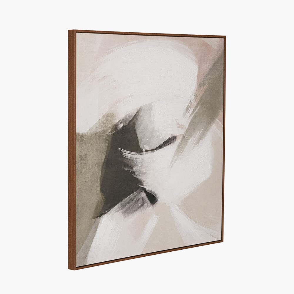 Cosima Monochrome Abstract Square Canvas Wall Art with Oak Effect Frame Accessories 