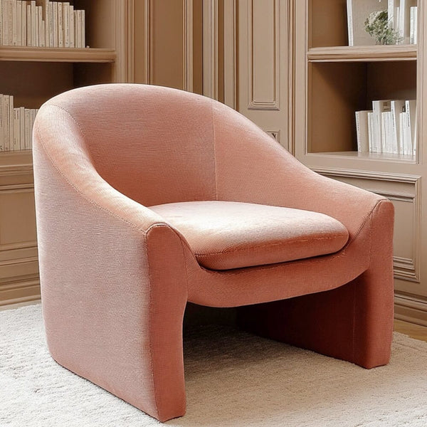 Cosmo Peachy Pink Chenille Statement Accent Chair Furniture 