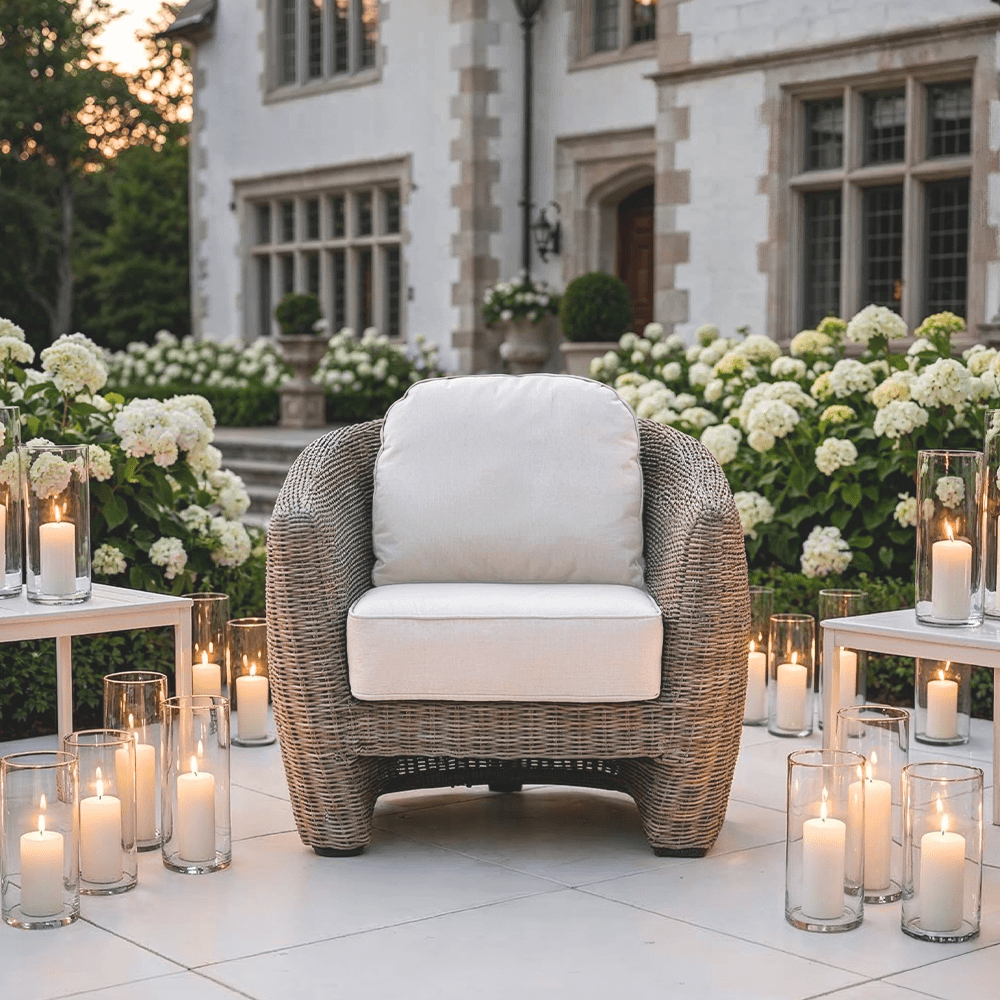 Cotswold Outdoor Neutral Wicker Armchair Outdoor 