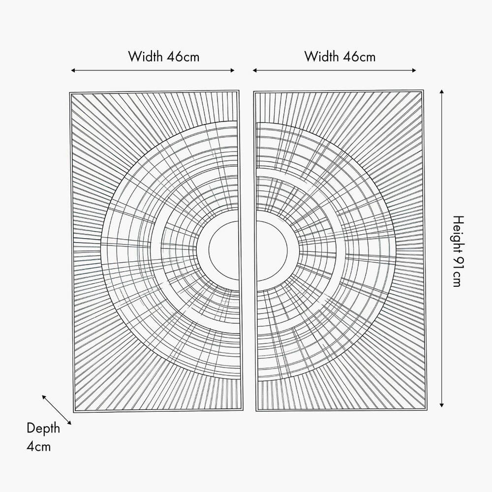 Cove White Metal Sunburst Circle Wall Art- Set of 2 Accessories 