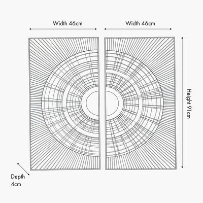 Cove White Metal Sunburst Circle Wall Art- Set of 2 Accessories 