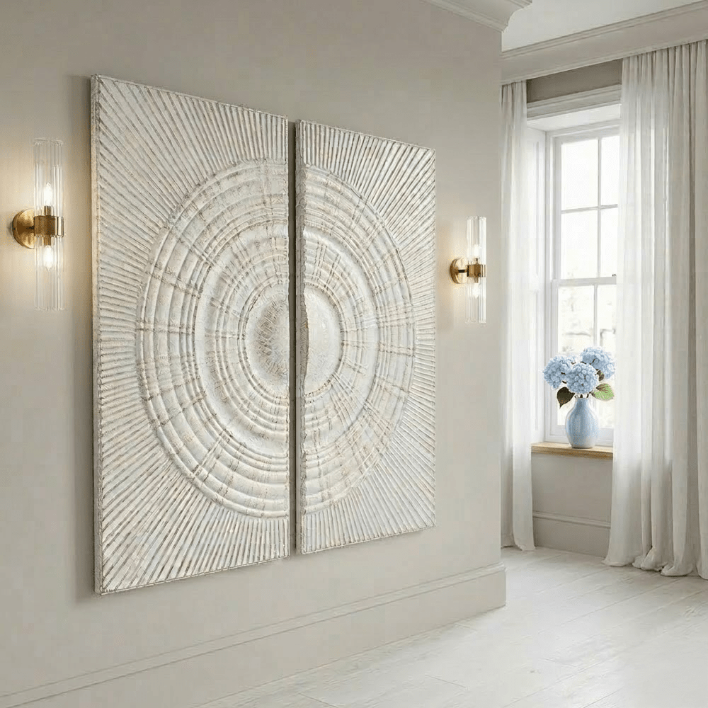 Cove White Metal Sunburst Circle Wall Art- Set of 2 Accessories 