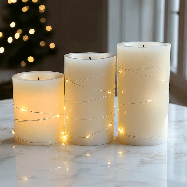 Cream Fairy Light LED Candles - Set of 3 Fragrance 