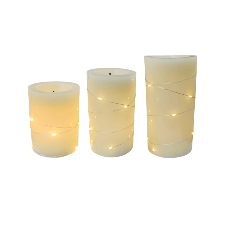 Cream Fairy Light LED Candles - Set of 3 Fragrance 