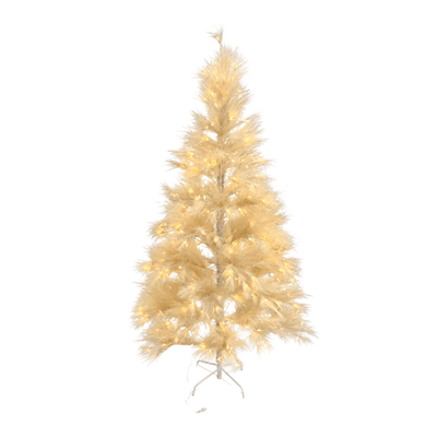 Cream Faux Feather Tree with Integrated Warm White Lights - 6ft Accessories 