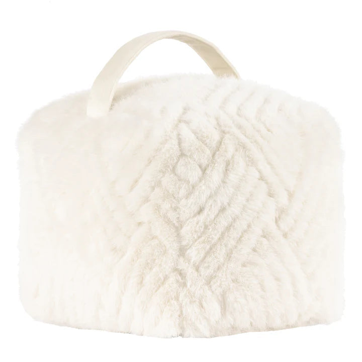 Cream Faux Fur Geometric Doorstop Textiles 