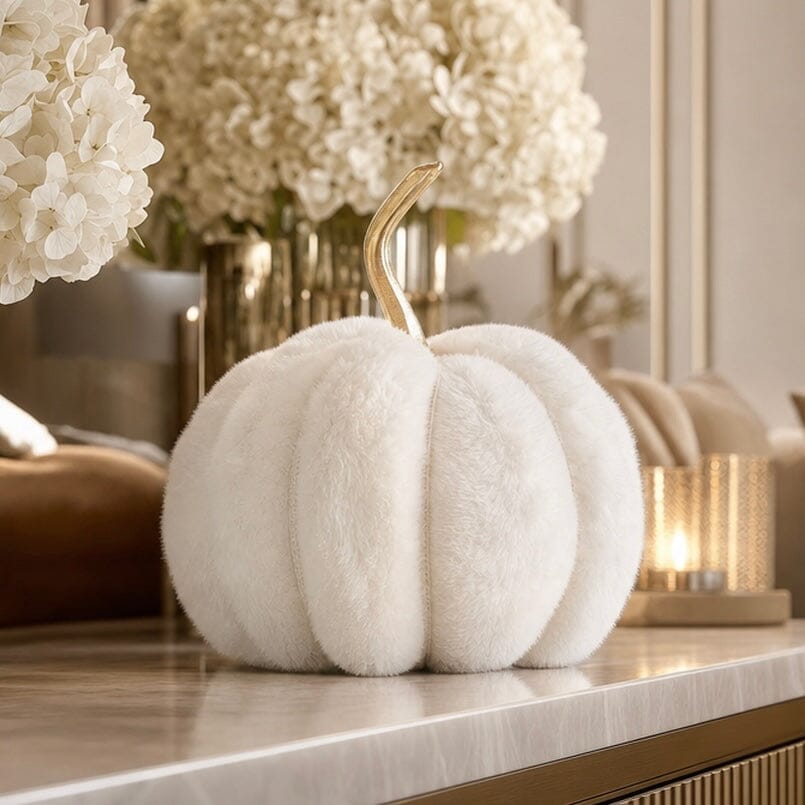 Cream Faux Fur Pumpkin Accessories 