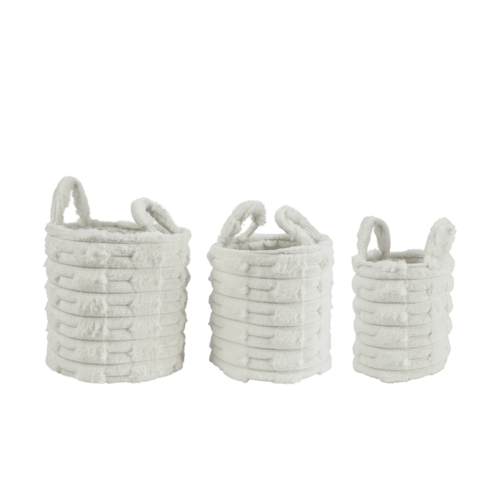 Cream Faux Fur Storage Baskets- Set of 3 Accessories 