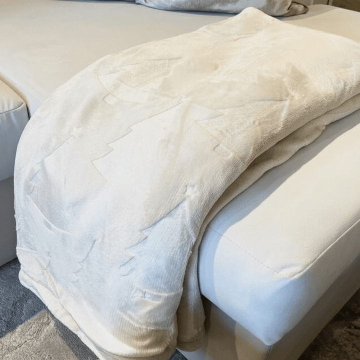 Cream Festive Christmas Tree Print Throw Textiles 