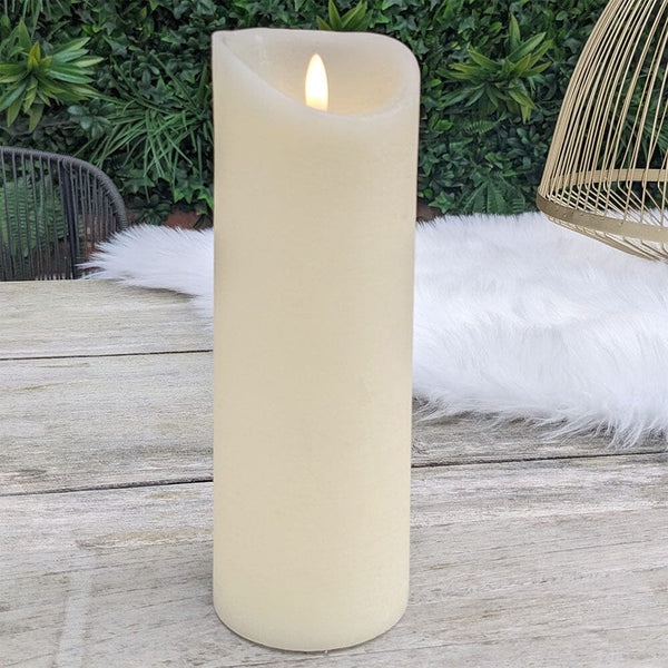 Cream Large LED Flickering Candle Outdoor 